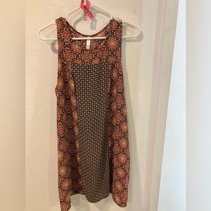 XL orange multicolor flower print dress with pockets